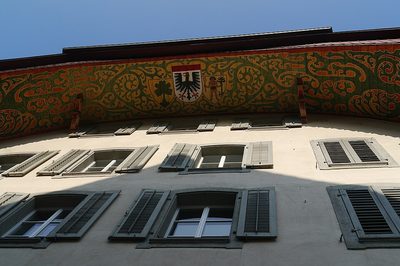 Bemalte Dachuntersicht in der Aarauer Altstadt